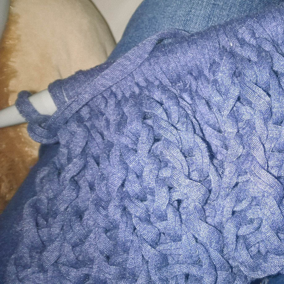 A throw in progress by Jayne.