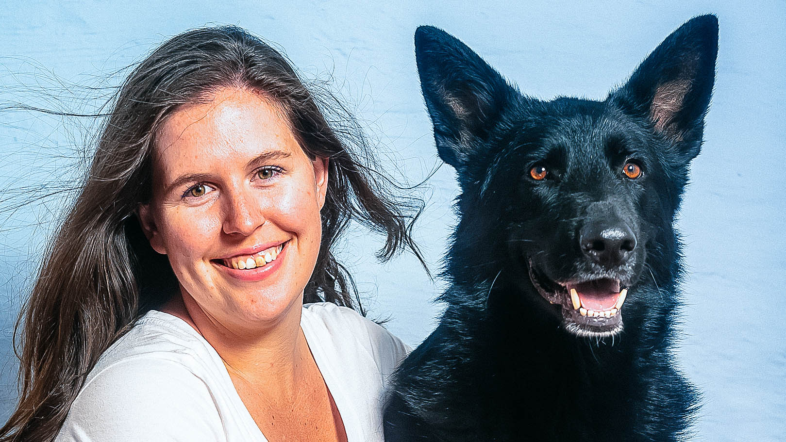 Kelly with her german shepherd, Teddy