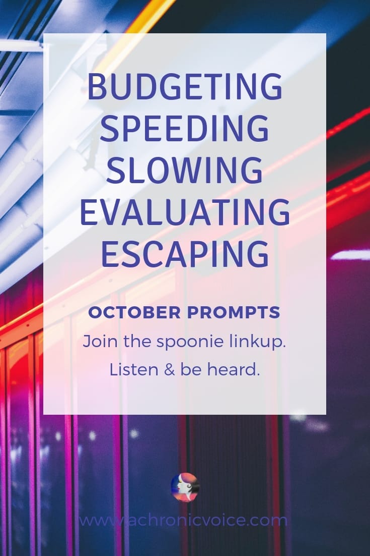 2018 October Prompts: Budgeting, Speeding, Slowing, Evaluating and Escaping