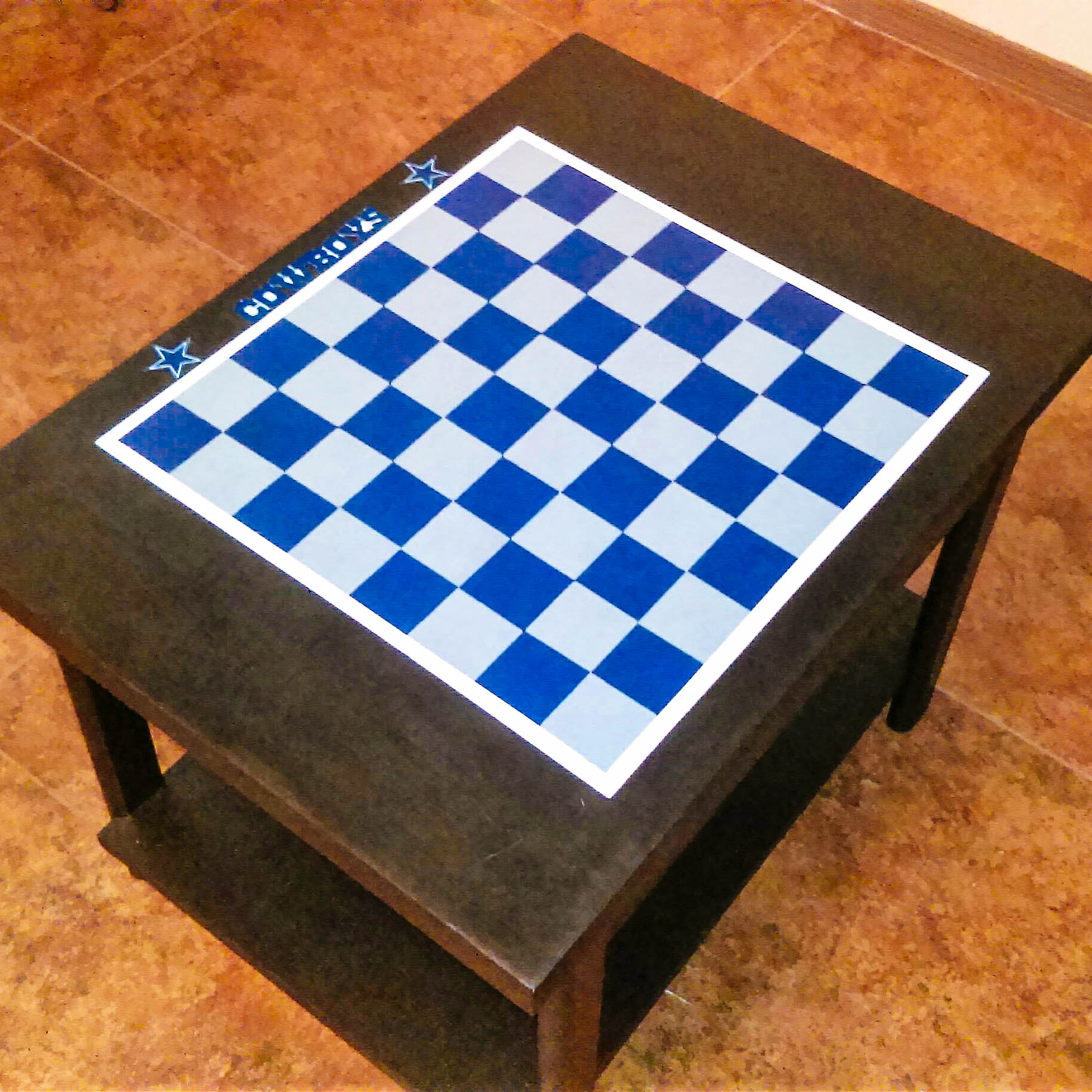Handmade Dallas Cowboys checker table
