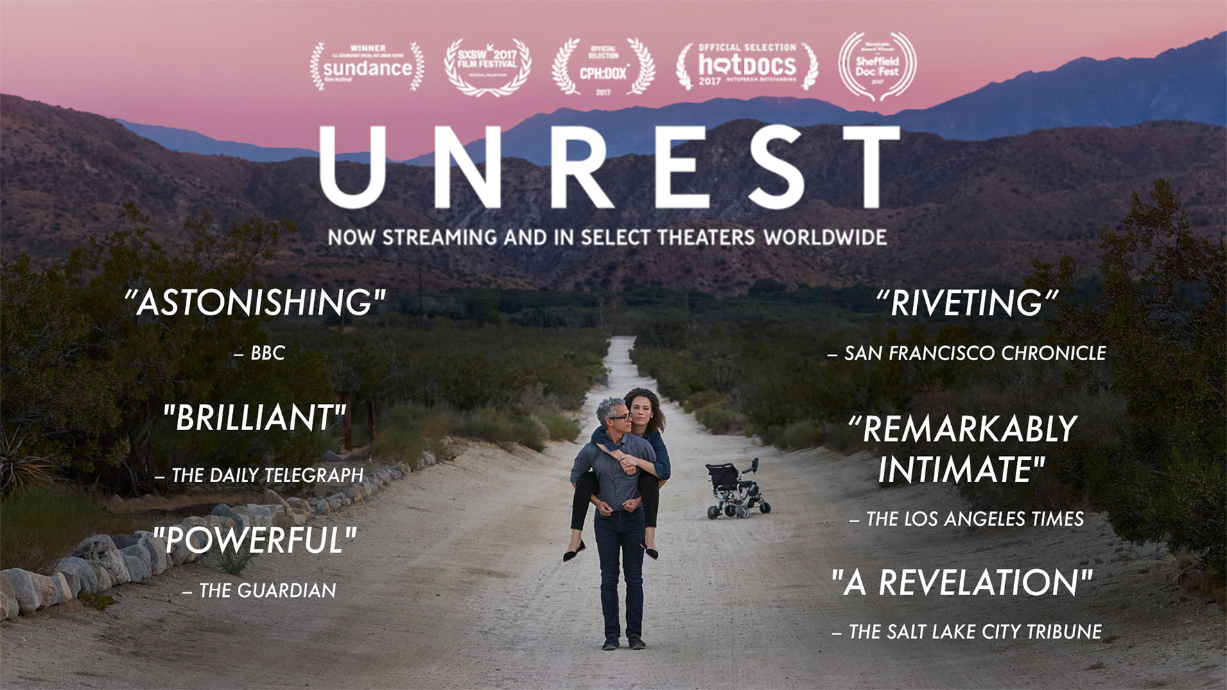 Poster of award winning film, “Unrest” by Jennifer Brea.