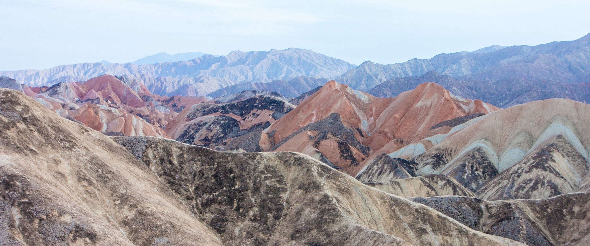 A natural wonder of sandy colours in Zhangye Danxia landform, China.