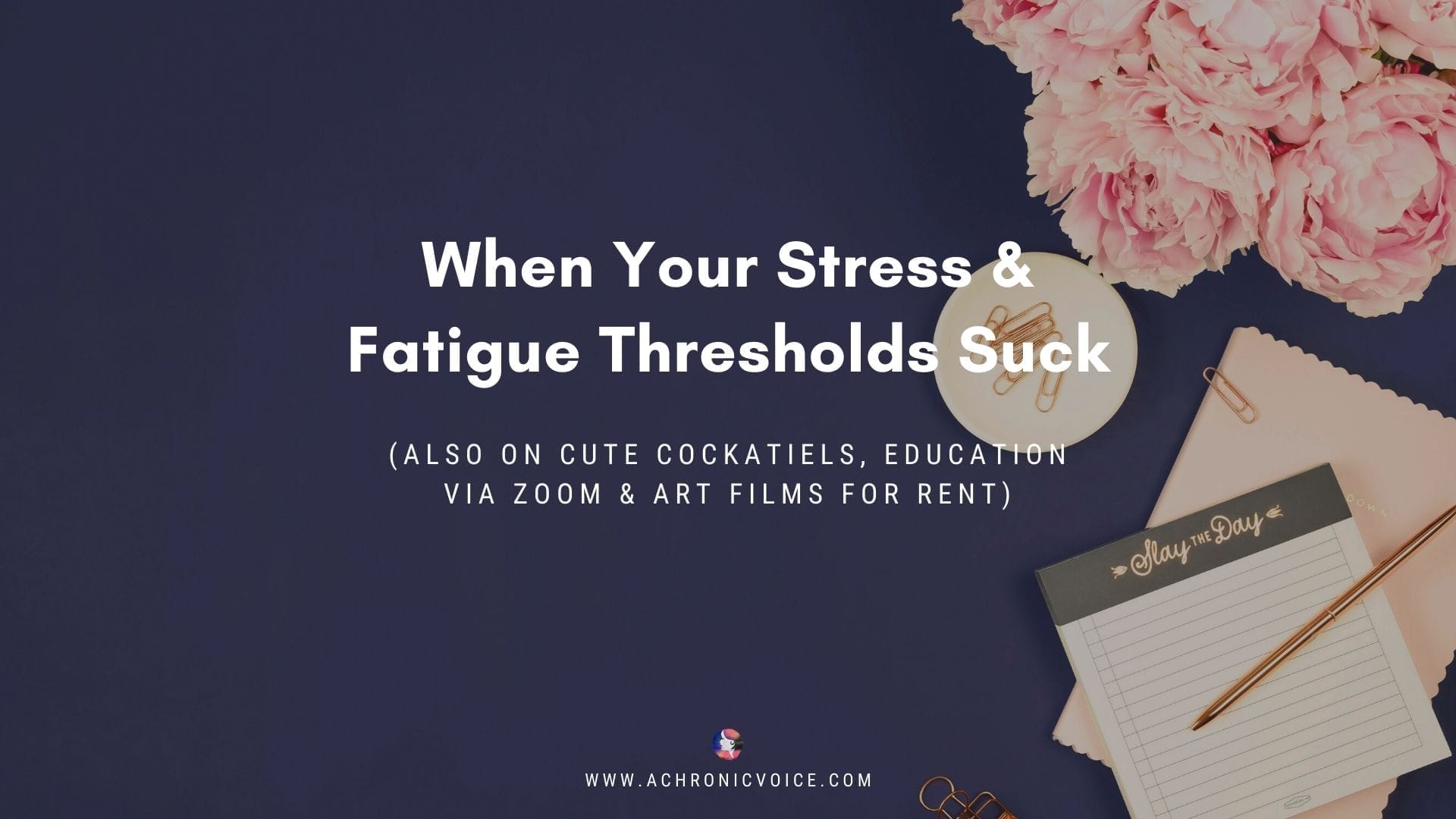 When Your Stress and Fatigue Thresholds Suck (Also on Cute Cockatiels, Education via Zoom and Art Films for Rent)